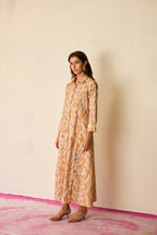 Sand Ikat Collared Shirt Dress