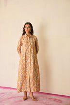 Sand Ikat Collared Shirt Dress