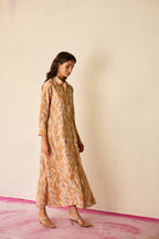 Sand Ikat Collared Shirt Dress