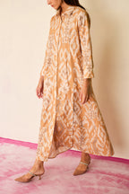 Sand Ikat Collared Shirt Dress