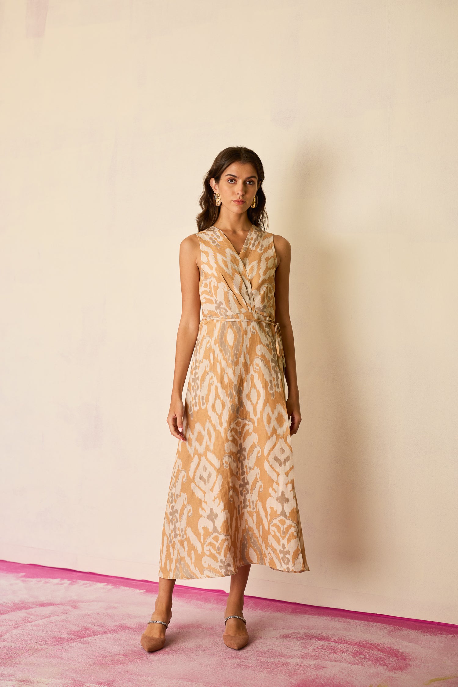Sand Ikat Wrap Dress