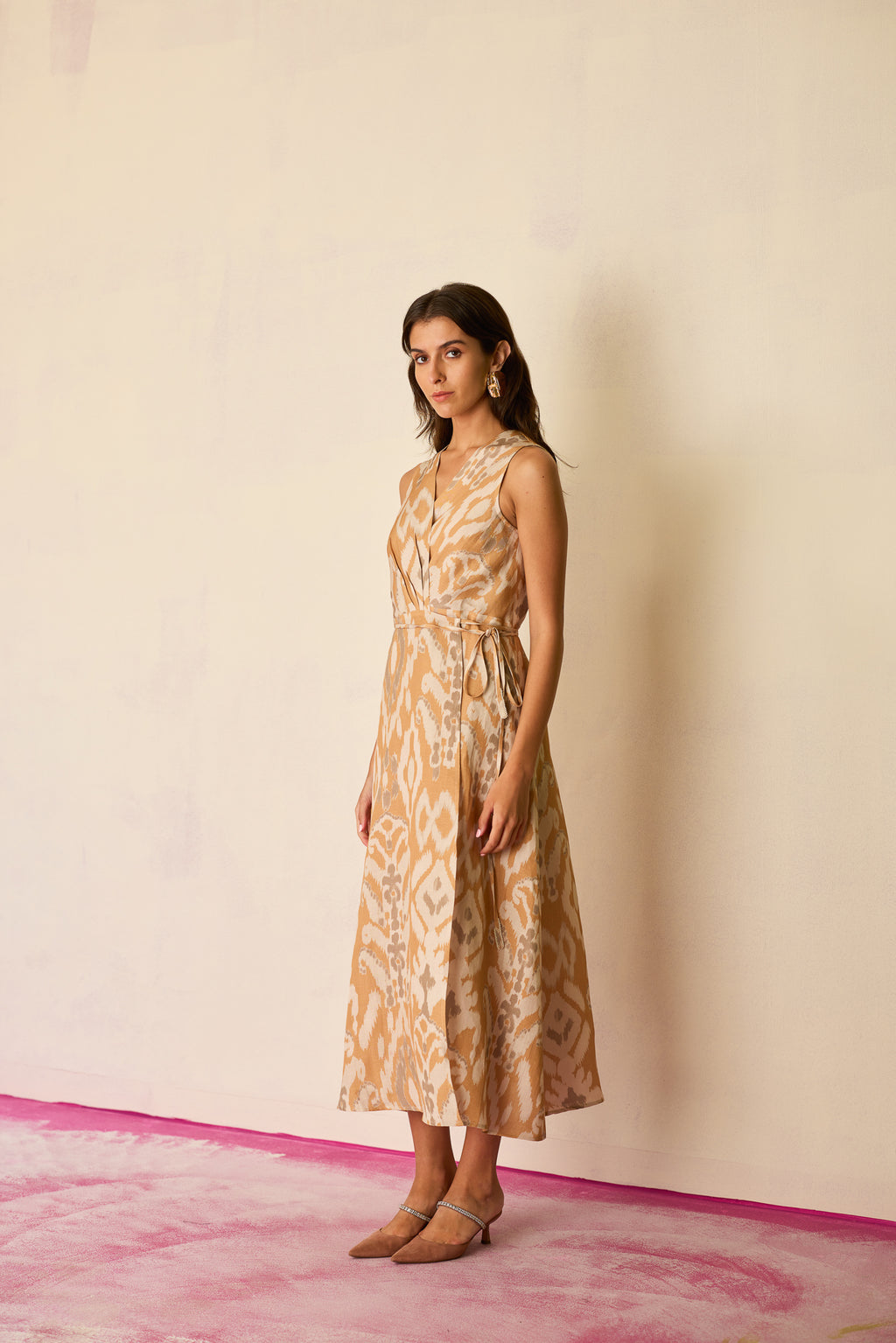 Sand Ikat Wrap Dress