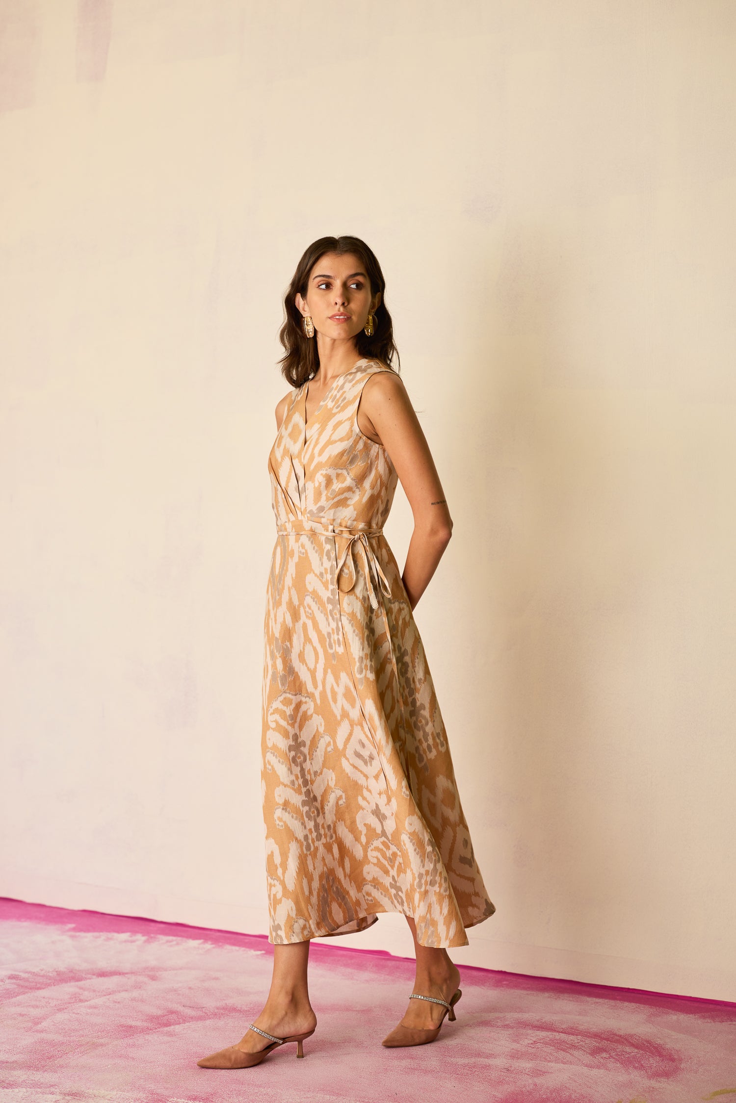 Sand Ikat Wrap Dress