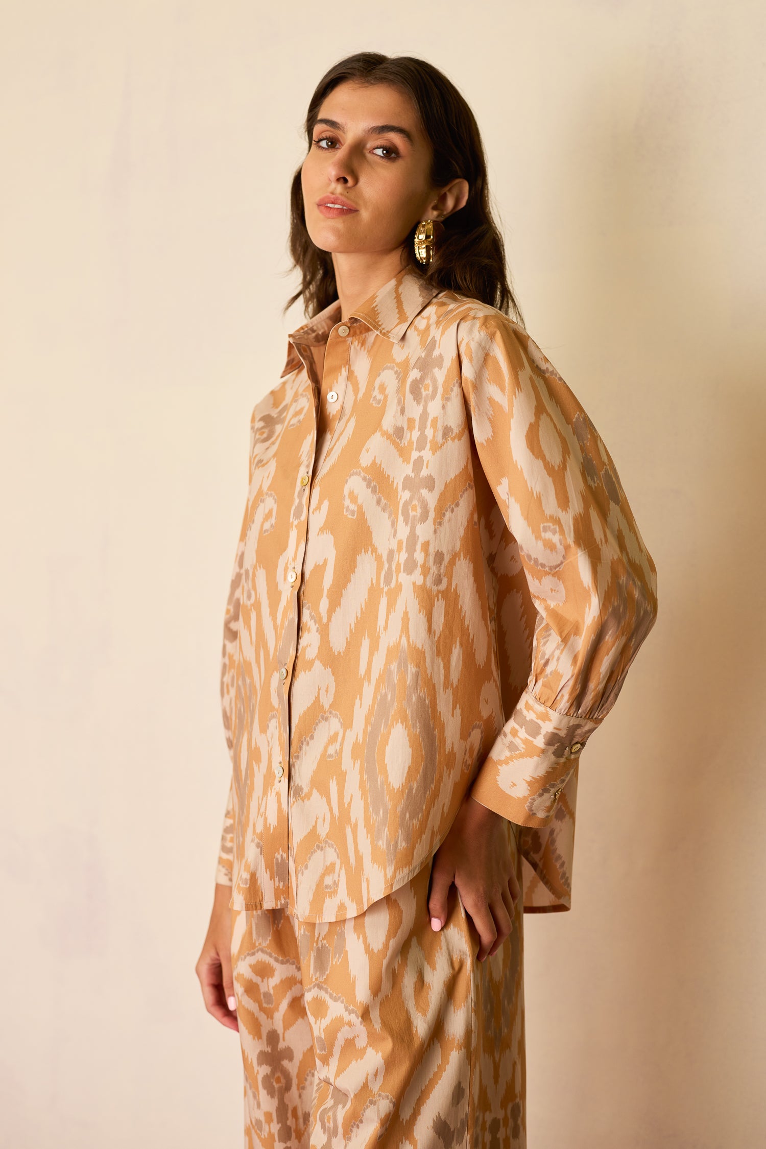 Sand Oversized Ikat Co-ord Set