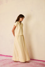 Ivory Solid Linen Top and Skirt Set