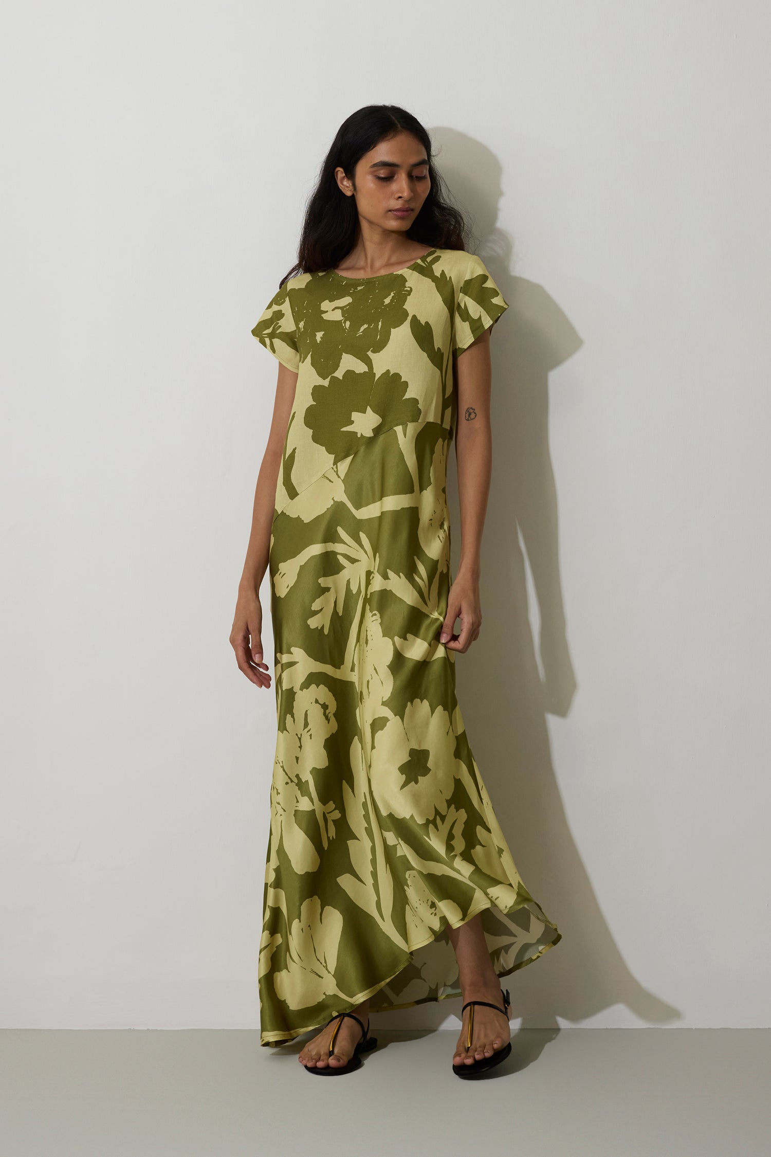 Marigold Two-Tone Dress - Olive