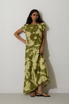 Marigold Two-Tone Dress - Olive