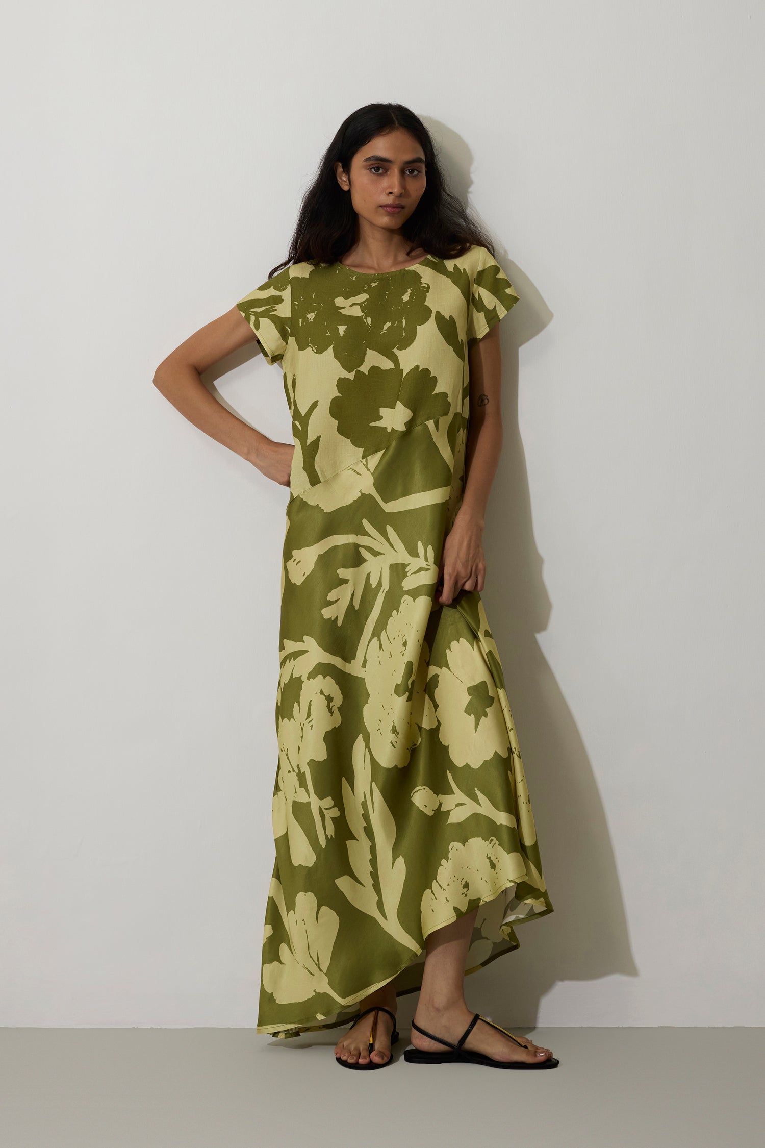 Marigold Two-Tone Dress - Olive