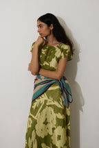 Marigold Two-Tone Dress - Olive
