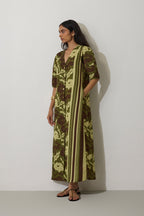 Stripe Marigold Dress - Olive