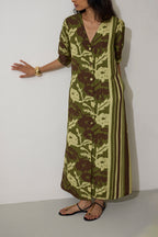 Stripe Marigold Dress - Olive
