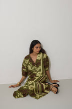 Stripe Marigold Dress - Olive