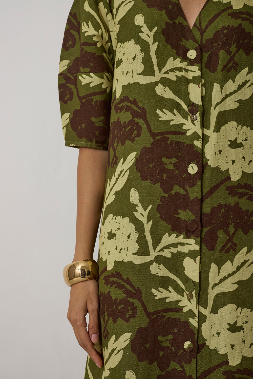Stripe Marigold Dress - Olive
