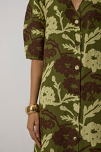 Stripe Marigold Dress - Olive