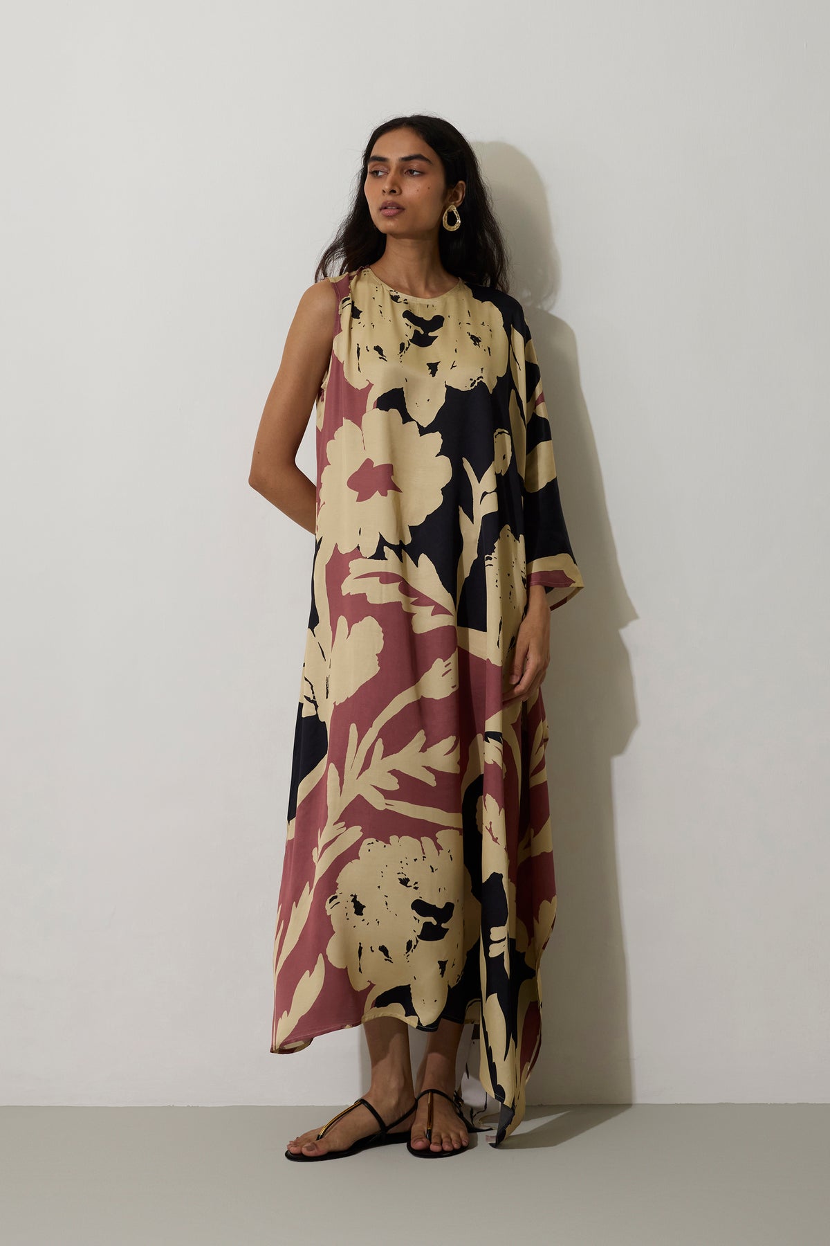 One-Shoulder Marigold Kaftan