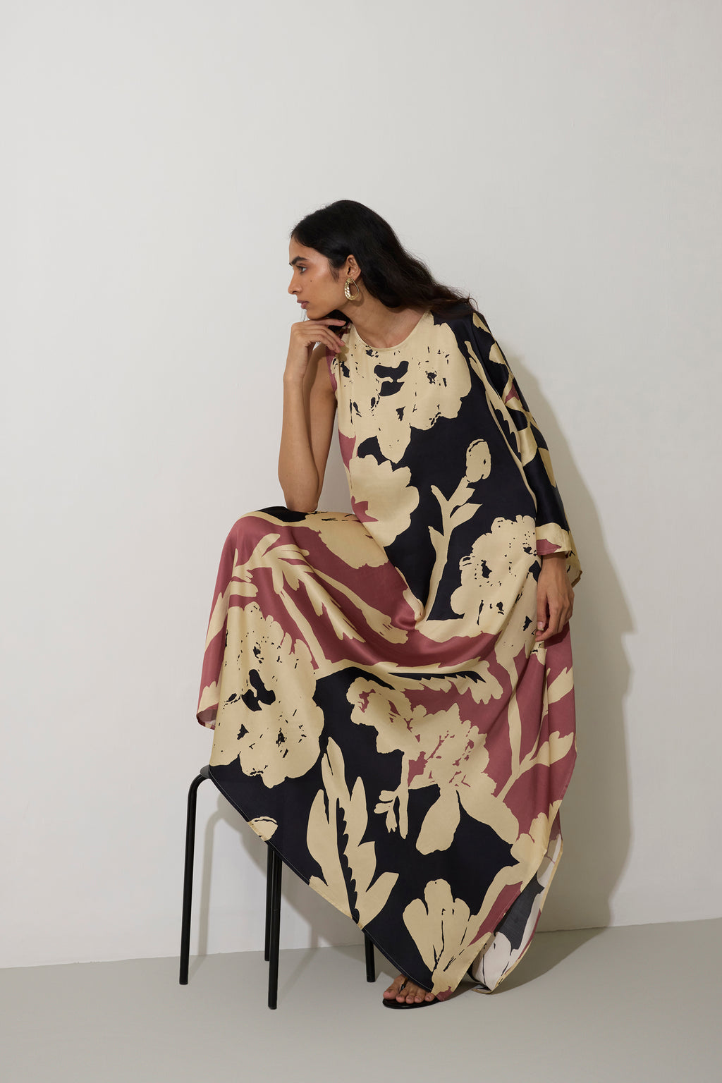 One-Shoulder Marigold Kaftan