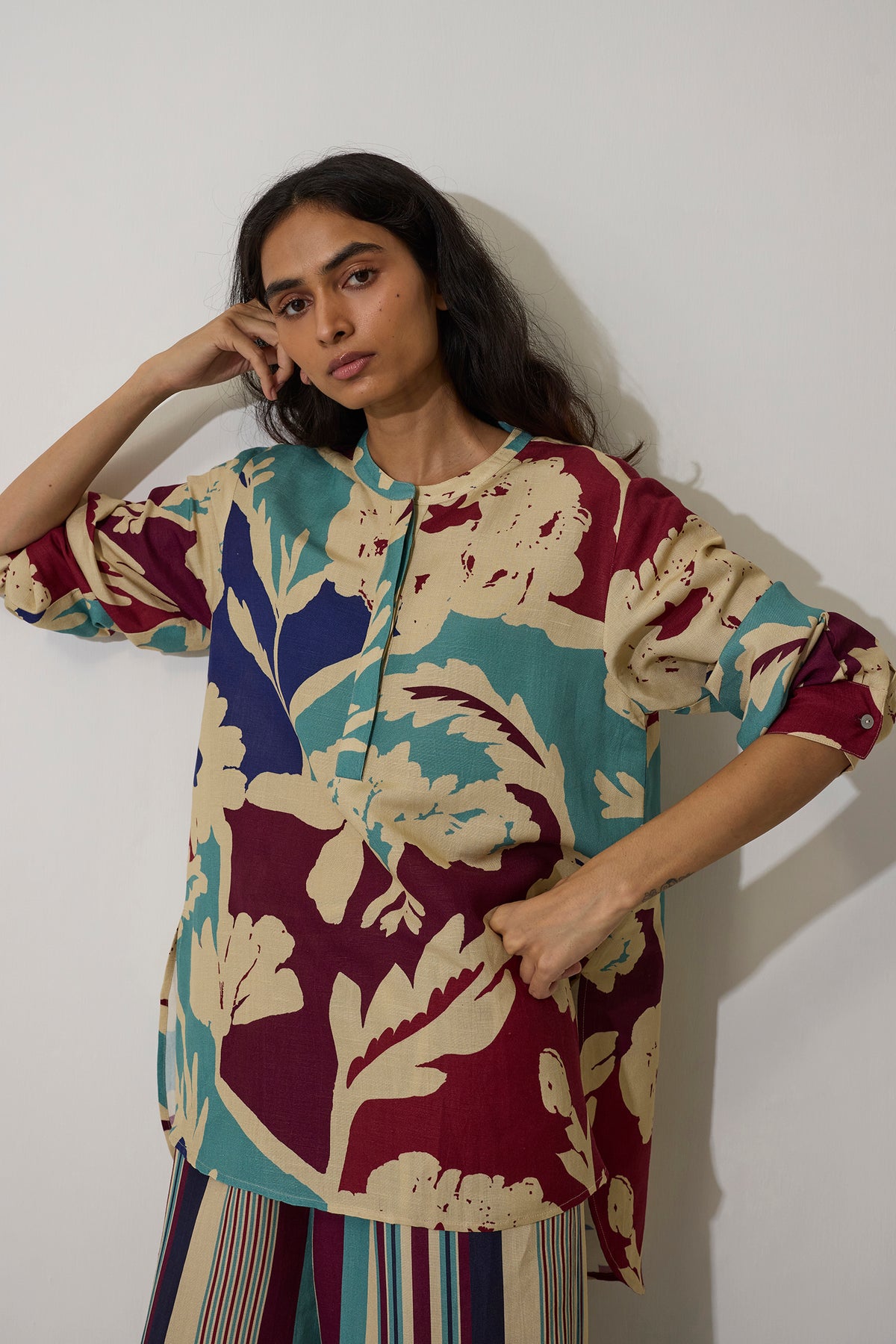 Stripe Marigold Top - Blue