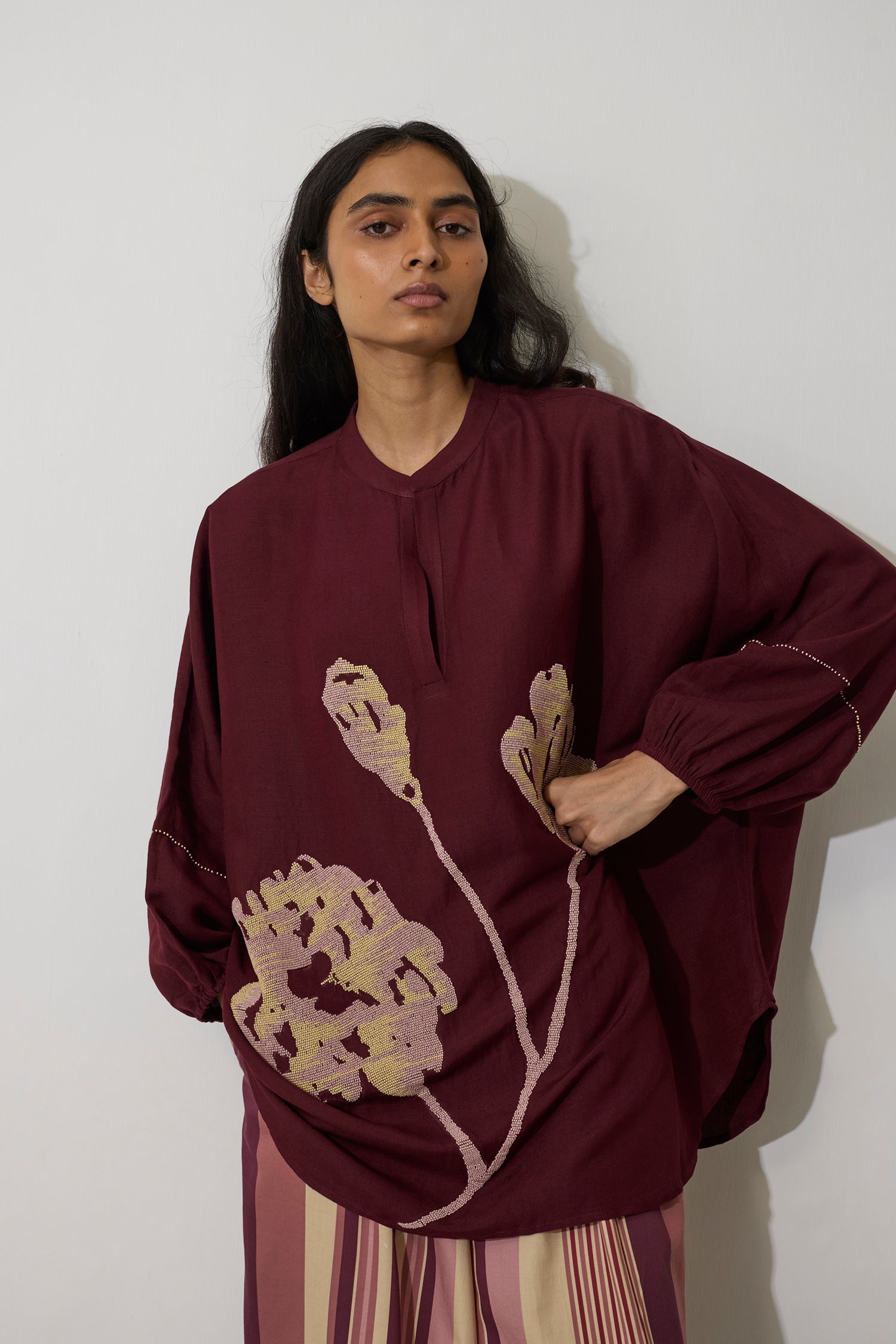 Hand-Embroidered Marigold Shirt