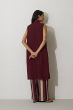 Pintuck Linen Sleeveless Duster