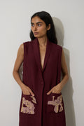 Pintuck Linen Sleeveless Duster