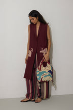 Pintuck Linen Sleeveless Duster