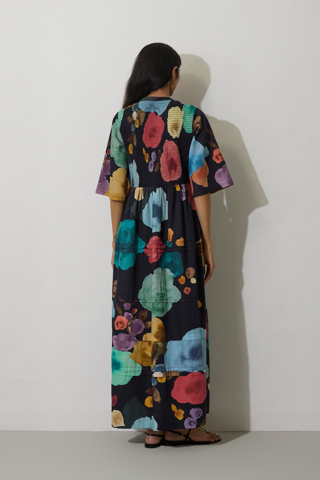 Poppies Smocked Tiered Maxi Dress - Night