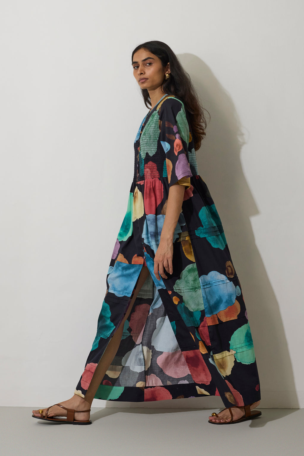 Poppies Smocked Tiered Maxi Dress - Night