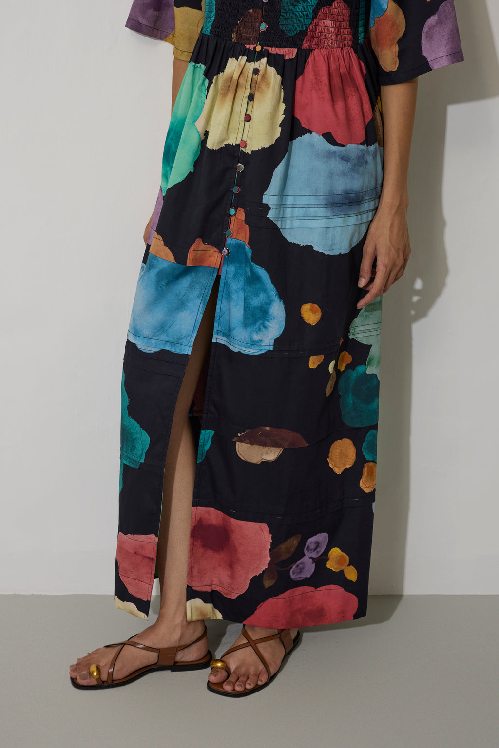 Poppies Smocked Tiered Maxi Dress - Night
