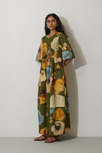 Poppies Smocked Tiered Maxi Dress - Olive