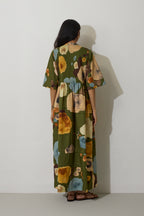 Poppies Smocked Tiered Maxi Dress - Olive