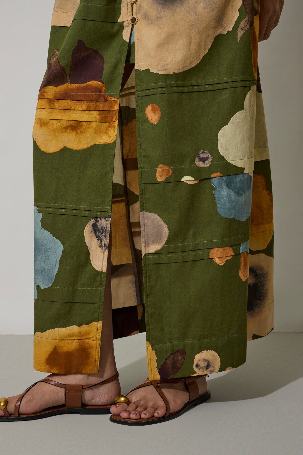 Poppies Smocked Tiered Maxi Dress - Olive