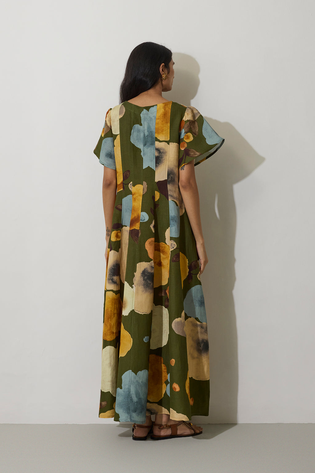 Poppies Panelled Drift Dress - Olive