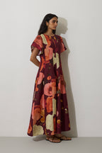Poppies Panelled Drift Dress - Mulberry