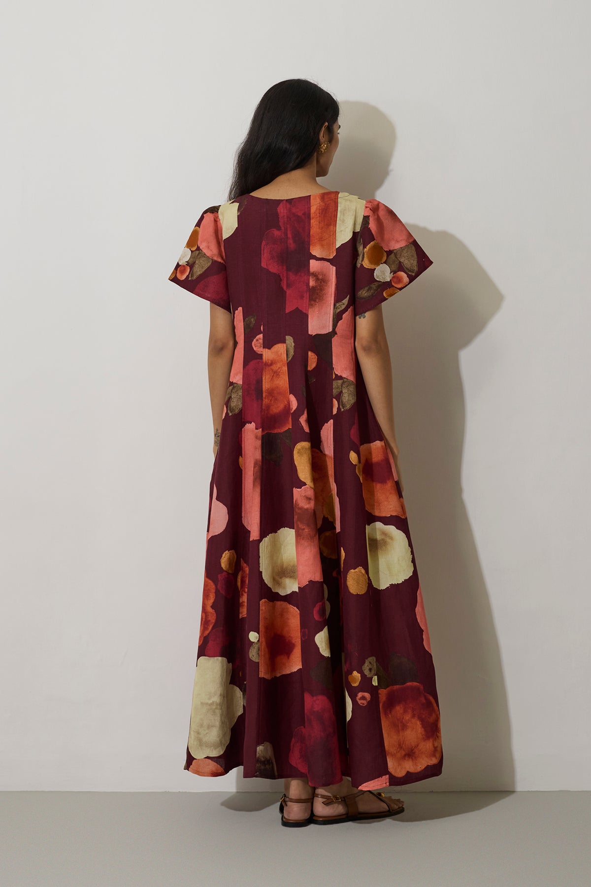 Poppies Panelled Drift Dress - Mulberry
