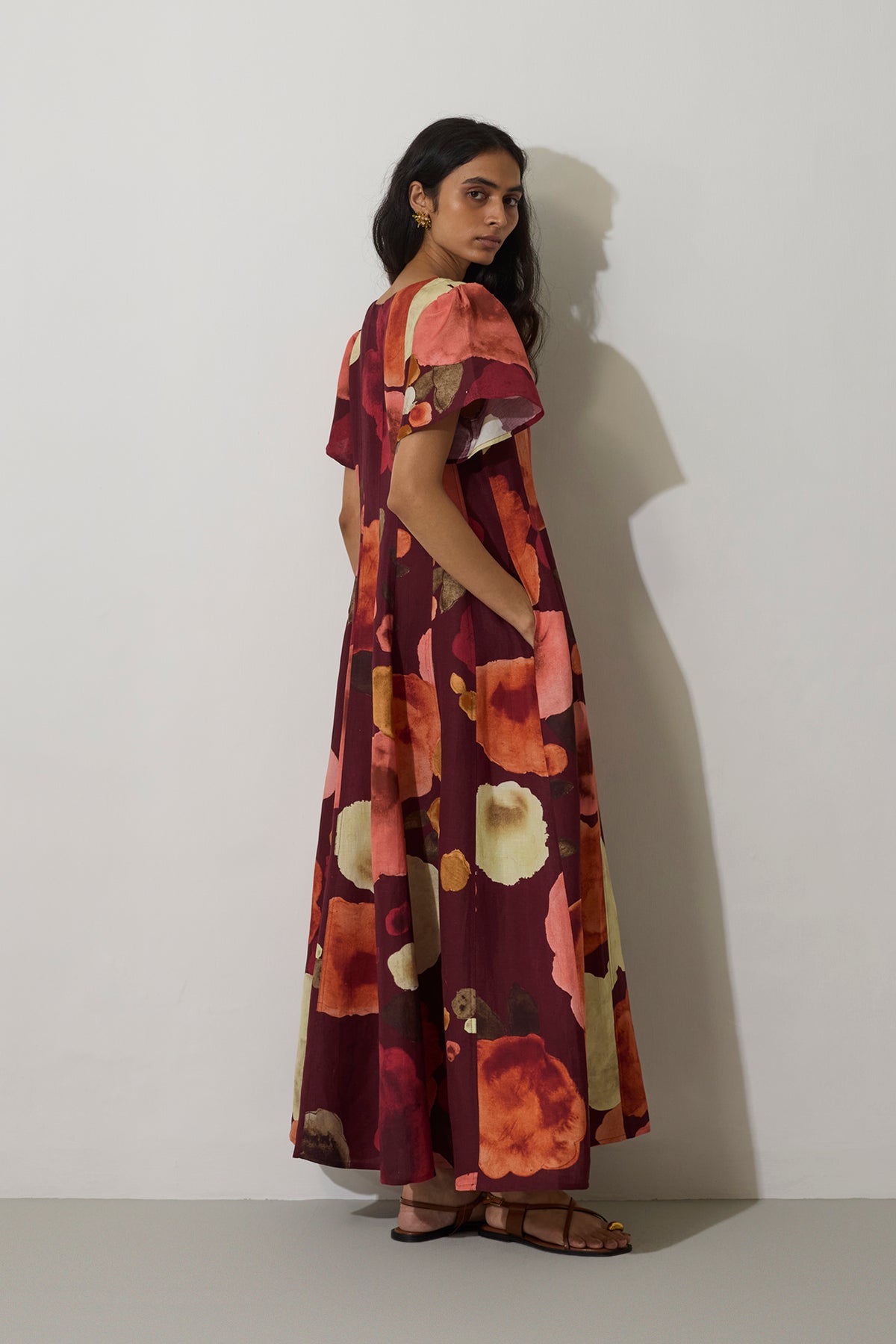 Poppies Panelled Drift Dress - Mulberry