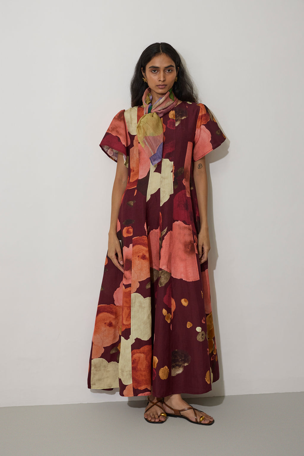 Poppies Panelled Drift Dress - Mulberry