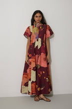 Poppies Panelled Drift Dress - Mulberry