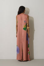 Poppies Draped Maxi Dress - Peach