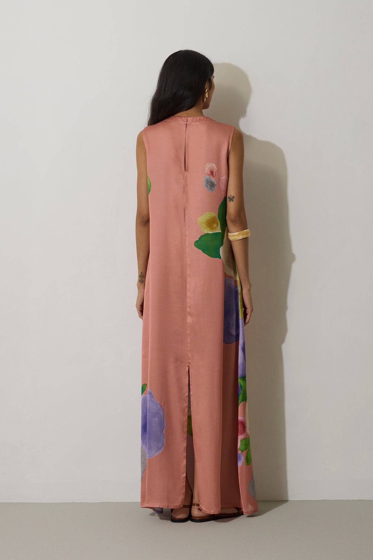 Poppies Draped Maxi Dress - Peach