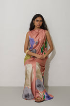 Poppies Draped Maxi Dress - Peach