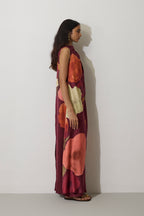 Poppies Draped Maxi Dress - Mulberry
