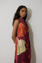 Poppies Draped Maxi Dress - Mulberry