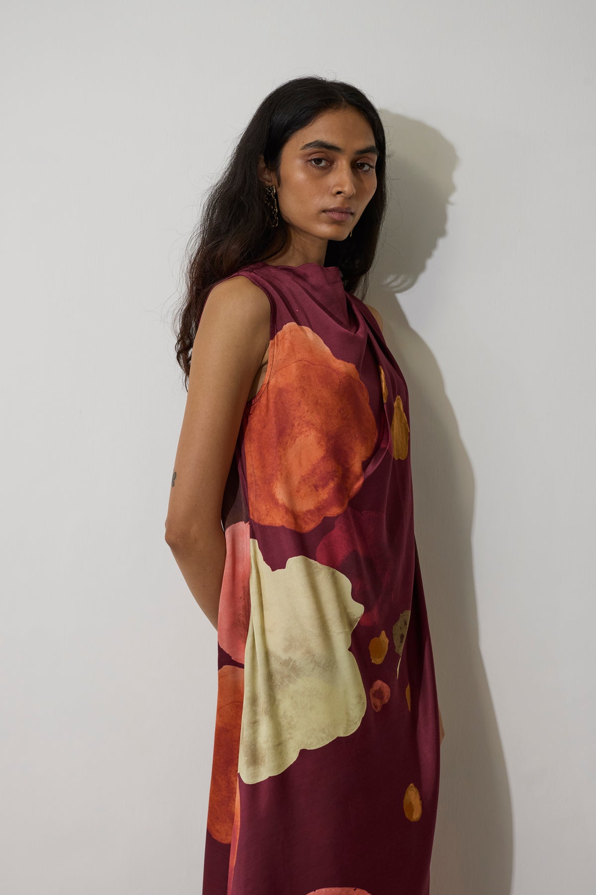 Poppies Draped Maxi Dress - Mulberry