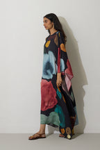 One-Shoulder Poppies Kaftan - Night