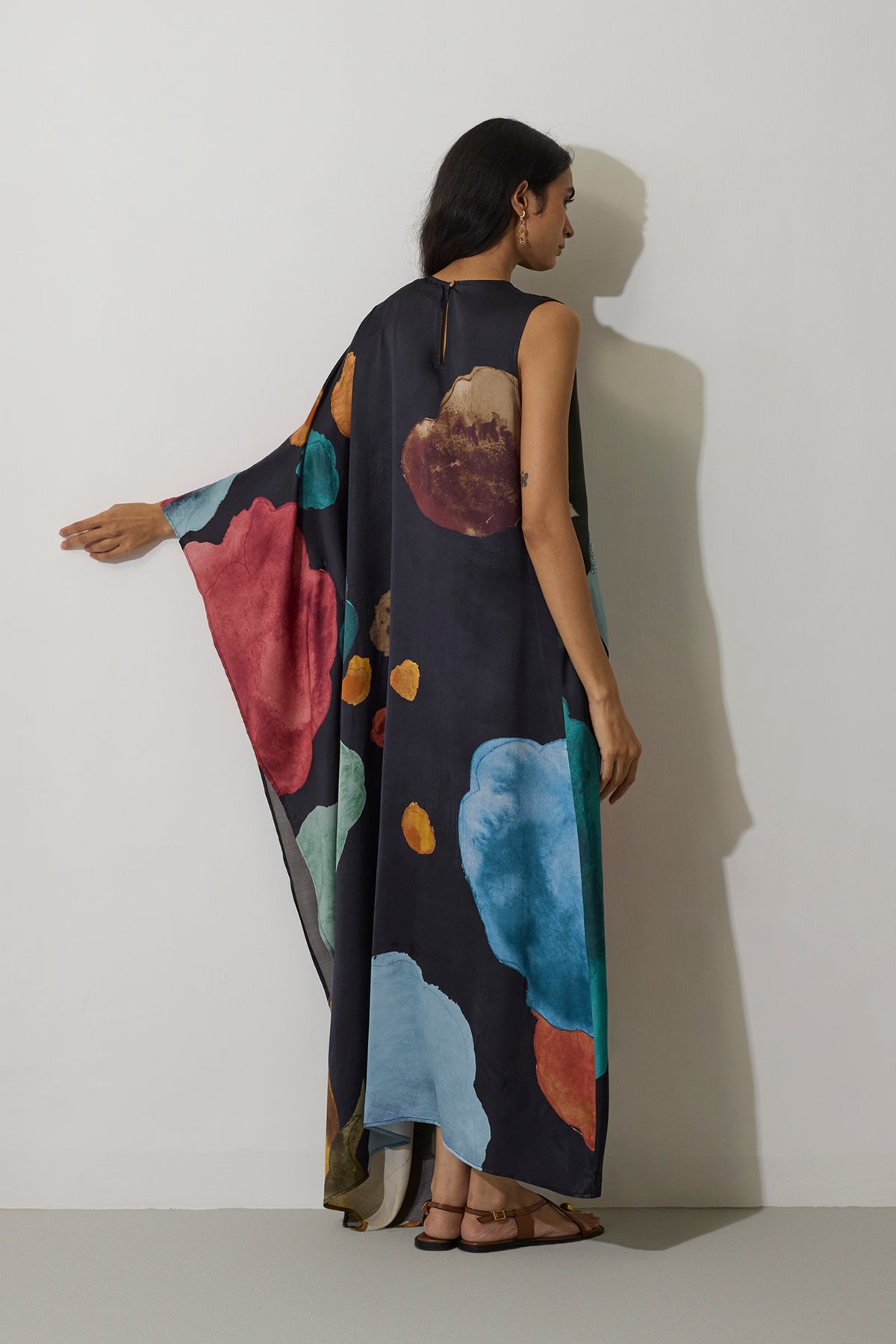 One-Shoulder Poppies Kaftan - Night