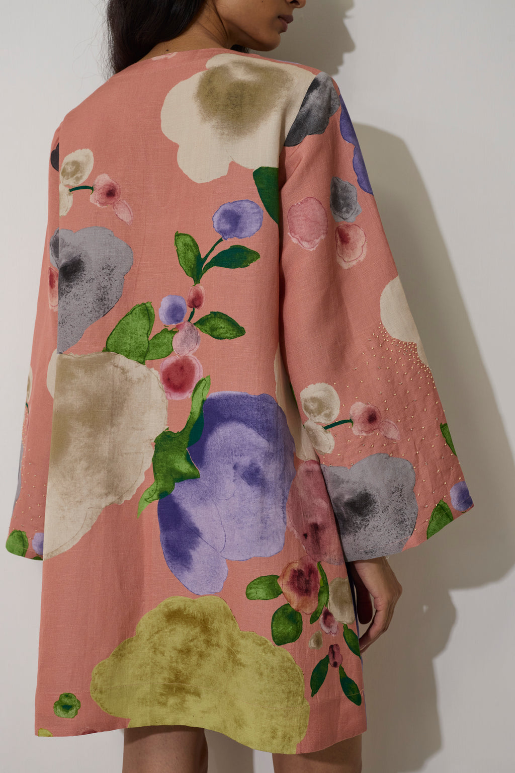 Poppies Mini Shift Dress - Peach