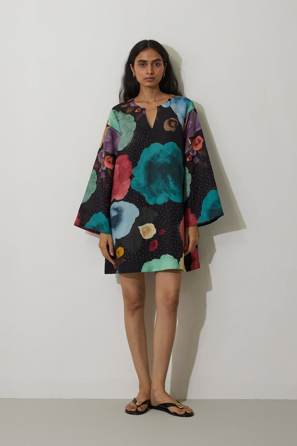 Poppies Mini Shift Dress - Night