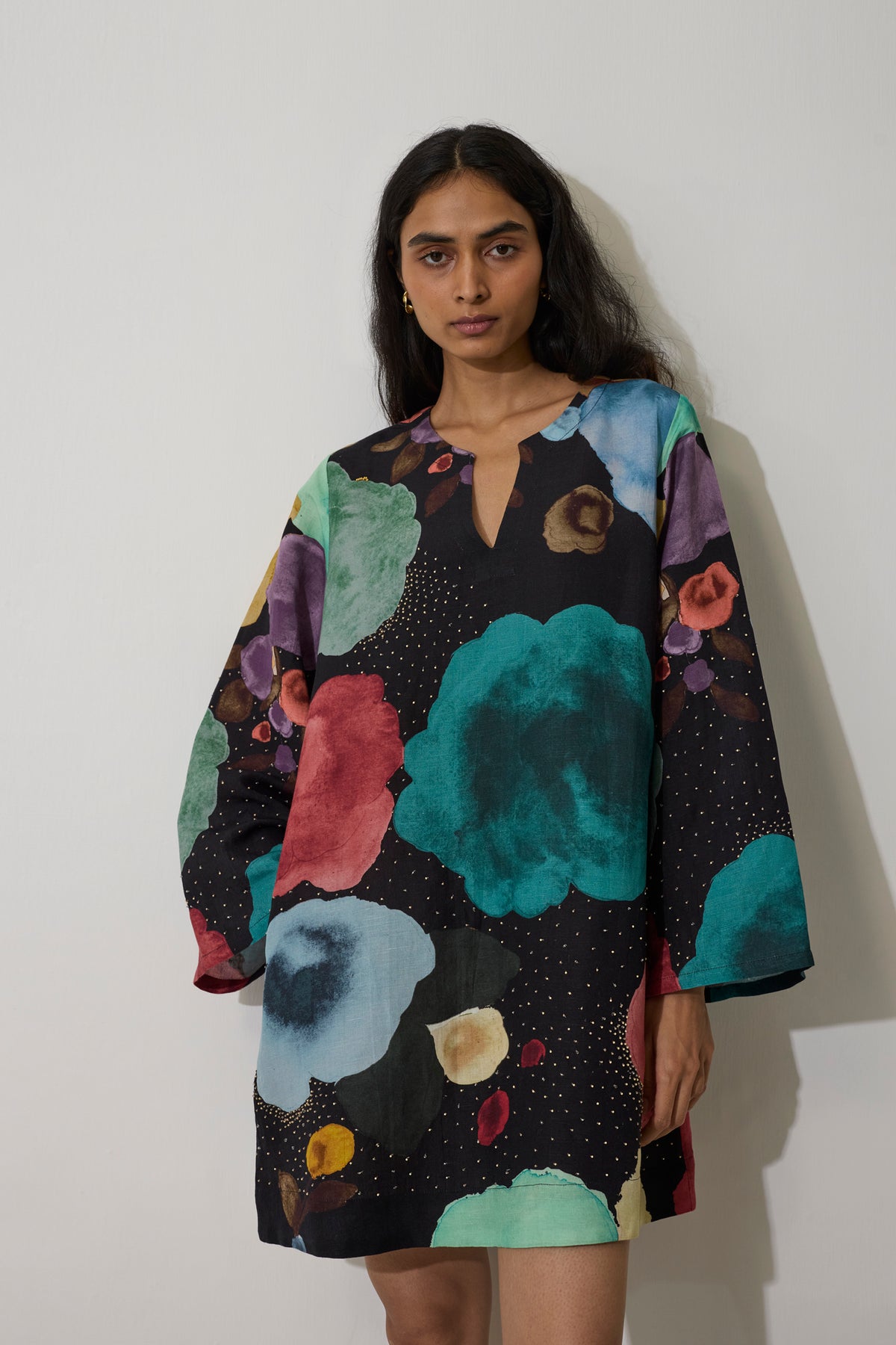 Poppies Mini Shift Dress - Night