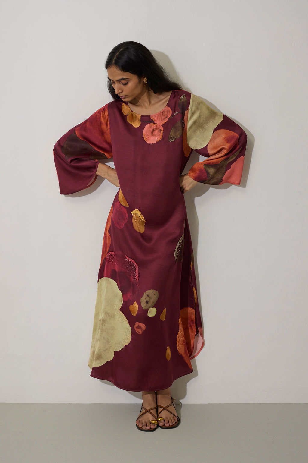Poppies Kaftan Dress - Mulberry