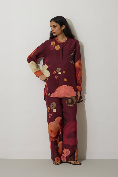 Poppies Relaxed Co-ord Set - Mulberry